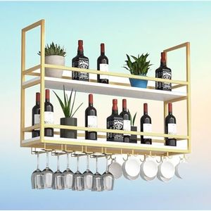 Hangend wijnglazen rek - plafond wijnplank, 2-laags metalen beugel opberghouder, restaurantbar displayplanken, industriële vintage bloemenstandaard, kan 70 kg zwevende plank dragen (kleur: A, maat: 1