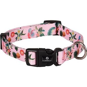 F halsketting Sera roze/groen/geel met flamingo's, 30-45 cm, 15 mm