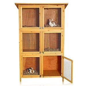 Melko XXL konijnenhok voor kleine dieren, ca. 180 x 102 x 48 cm, van hout, 3 x 2 boxen