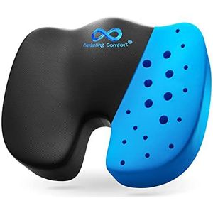 Everlasting Comfort Met gel doordrenkt traagschuim zitkussen voor stuitbeen, stuitbeen en rugpijn (zwart)