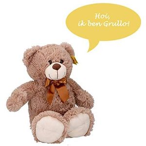 Sunkid Knuffel - Knuffelbeer - Teddybeer 54cm met strik - Grullo - Grijs