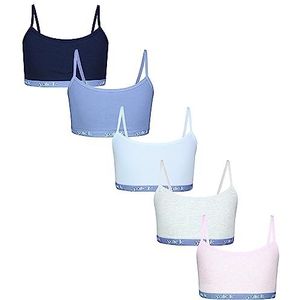 TupTam Meisjes Bustier met Spaghettibandjes 5-Pack, Sportive Life/Donkerblauw/Blauw/Roze, 140-146