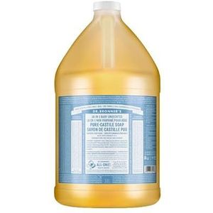 Dr. Bronners 18-in-1 natuurlijke zeep | Biologische vloeibare zeep | Baby Mild zonder geur | douchegel, handzeep, shampoo en nog veel meer | Met biologische oliën | Fair Trade | 3.800 ml