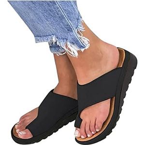 Vrouwen Orthopedische Hallux Valgus Sandalen Wig Comfortabele Dames Slippers met Grote Teen Correctie Open Teen Casual Slippers met Bunion Corrector,H-39(EU)