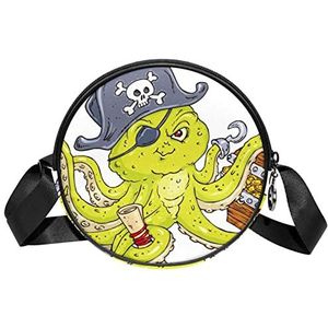 Octopus Pirate Crossbody Tas Messenger Bag Portemonnee voor Vrouwen, Meerkleurig, 6.7x6.7x2.3 in, Sling Rugzakken