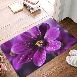 YNCATXZ Paarse bloem deurmat 40 x 60 cm antislip indoor outdoor mat welkom mat wasbaar deurmat voor entree deurmat absorberende flanellen badmatten