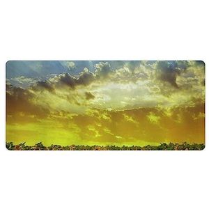 Zonnebloemen Sunrise Print Bureau Pad Protector Muismatten Kantoor Tafel Mat Grote Muismat Antislip Laptop Pad