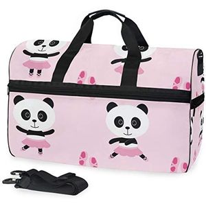 MALPLENA Roze Ballet Panda Meisje Dansen Verpakbare Duffle Tas voor Mannen Vrouwen Tear Resistant Sport Duffle