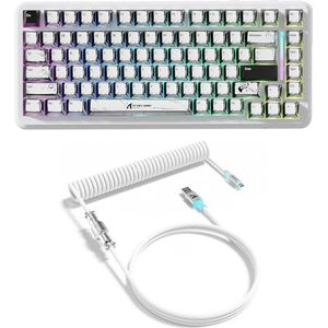 ATTACK SHARK X82PRO HE 75% Draadloos Rapid Trigger Magnetisch Toetsenbord, 8000 Bedraad Gamingtoetsenbord, Hall Effect-schakelaars met Instelbare Activeringspunt, QWERTY, C01 RGB Spiraalkabel -Comic