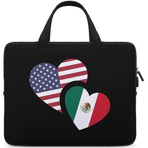 Mexico Amerikaanse vlag laptoptas duurzaam waterdicht notebook draagtas computertas aktetas 12 inch