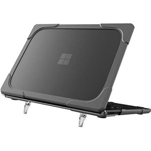 Compatibel met 13,5 inch Microsoft Surface Laptop 5/4/3/2 met Alcantara Palm Rest, Heavy Duty Shockproof PC Hard Shell Case met TPU Bumper & Folding Stand, Grijs