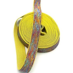 Glitter rubberen elastische band 25 mm kleurrijke streep singels tailleband DIY handgemaakte naaien hoofdtooi kleding tas accessoires-geel-25mm-1M