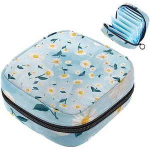 MUOOUM Opbergtas voor maandverband, aquarel madeliefje menstruatiecup zakje, draagbaar maandverband opbergzakken vrouwelijke menstruatie eerste menstruatie tas voor tienermeisjes vrouwen dames