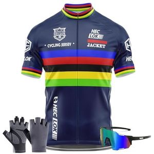 Fietsshirt met korte mouwen voor heren, elastisch, ademend T-shirt, jersey, functioneel shirt, sneldrogende stof, zomer fietskleding, fietsshirt voor wielrennen, outdoorsport, Type 3, XXS