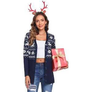 iClosam - Dames Kerst Vest - Lichtgewicht - Lange Mouw - Gebreid - Rendier Gedrukt