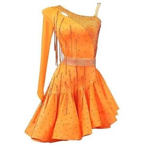 Latijnse dansjurken voor dames High-end Wals Dansoutfit Cha cha tange Strass rok Hollow Backless Flamenco Ballroom Dance kostuums,A,L