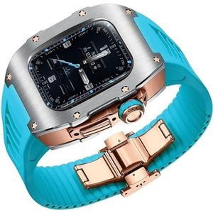 VELORE Titanium horlogekast en fluor rubberen horlogeband mod kit, voor Apple Watch SE 6 7 8 40 mm 41 mm vervangende cover band Iwatch doe-het-zelf sport rubberen horlogeband, 41MM, agaat