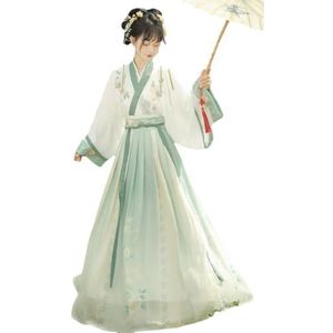 Chinese Hanfu-kleding, Han Elemental Oude Stijl Hanfu Dameskleding Geborduurde Ru Rok Chinese Stijl(Green,Large)