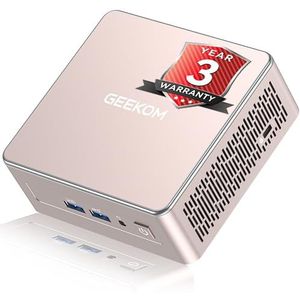 GEEKOM A5 2025 Edition Mini PC, met AMD Ryzen 5 7430U, 16GB DDR4 RAM, 512GB SSD, Windows 11 Pro, 4K UHD, Quad Display, 2× USB-C, 2× HDMI, SD-Kaartsleuf, Compact Desktop PC, met Muurbevestiging