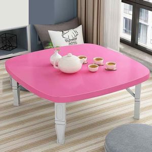 Japanse stijl opvouwbare ruimtebesparende vierkante theetafel, Japanse theetafel, lage picknicktafel om op de vloer te zitten, vergroot bureaublad, Abs-beugel, stabiele ondersteuning, 6 kleuren