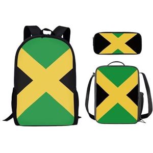 Jamaica Print Rugzak Set Meisjes Schooltas Reizen Rugzak Set met Lunch Box en Pen Bag