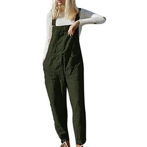 Linnen tuinbroek Jumpsuit Dames - Relaxte pasvorm Bib-overall Jumpsuits boxpakje met zakken