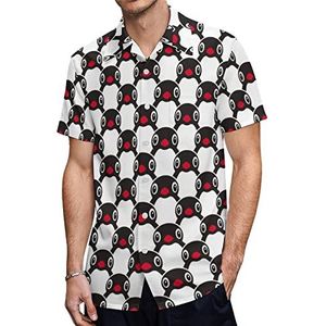 Pinguïn Patroon Heren Hawaiiaanse Shirts Korte Mouw Casual Shirt Button Down Vakantie Strand Shirts 5XL