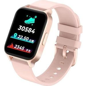 Smart Watch Heren Dames Fitness Tracker 24 Sport Bloedzuurstof Hartslag Slaap Waterdicht horloge (Color : Pink)