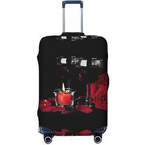 WOWBED Rode roos en kaars bedrukte koffer cover elastische reisbagagebeschermer past 45-32 cm bagage, Zwart, S
