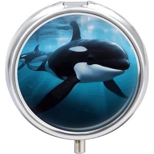 Orka Pillendoosje met 3 compartimenten, reismedicijnpillenorganizer, 3x per dag, draagbare vitamine-organizer met spiegel, kleine pillendoos voor portemonnee en zak, schattige dagelijkse