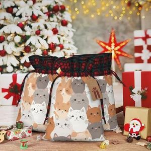Gift Bags Met Trekkoord 20 X 39 Inch Kerst Trekkoord Tas Oranje Katten Herbruikbare Xmas Wrapping Bag Voor Party Present Zakken Voor Geschenken Decoraties Vakantie
