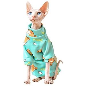 TENGTUD Haarloze kattenkleding,Sphynx/Devon Cat Super zacht en dik harig shirt-L_groen