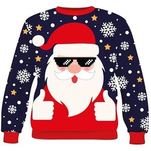 GUIRMA | Blauwe kersttrui (7-9 jaar) - Feestelijk sweatshirt voor kinderen - Ideaal voor kerst- en nieuwjaarsfeesten - Winterkleding voor feesten en evenementen - Blauw