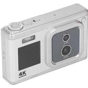 4K Digitale Camera voor Fotografie, 16x Zoom Autofocus Vloggen Selfiecamera met HD Dual IPS-scherm, Kleine Draagbare Digitale Camera met Zaklamp voor op Reis (Zilver)