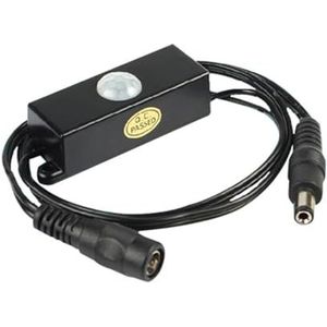 Infrarood bewegingssensor voor menselijk lichaam PIR DC5V-12V met lichtgevoelige sensor voor LED-lichtbalk, aansluiting voor schakelaar (TDL-2024 Black)
