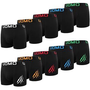L&K 1116 Set van 10 retro boxershorts voor heren, katoen, zwart, meerkleurig, onderbroek, Meerkleurige set A, L