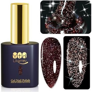 YTD Likomey UV Reflecterende Glitter Gel Nagellak,15ml Bruin Holografische Diamanten Sprankelend Gel Polish,SZ014