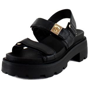 Steve Madden Supermona damessandaal, zwart leer, maat 36,5 UK, Zwart leder, 39 EU