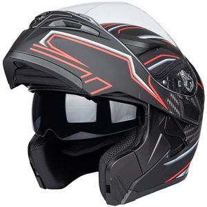 Flip-Up Motorhelm Dual Vizier Zon Shield Flip up Modulaire Motocross DOT Goedgekeurde Helmen (Large, IMT)