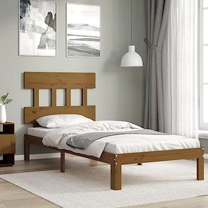 CBLDF Bedden & accessoires Bedframe met hoofdeinde honingbruin 100x200 cm massief houten meubels