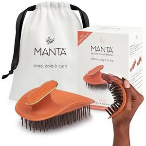 Manta Kinks, Coils & Curls Krullend Haar Borstel - Anti-Breuk Ontwarren Haar Borstel Voor 3a tot 4C, Afro Haar, Douche Ontklitter Haarborstel, Antistatische Natte & Droge Haarborstels voor Vrouwen,
