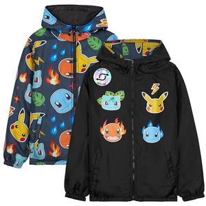Get Trend Regenjas voor jongens en tieners, waterbestendige jas, lichte bovenkleding voor school of reizen, cadeaus voor jongens, Multi Pokemon Omkeerbaar, 7-8 jaar