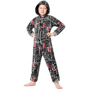 Marvel Pyjama voor kinderen, pyjama van warm fleece, 7-15 jaar, eendelig voor kinderen, gadget, cadeau, Grijs/Rood, 13-14 Jaar