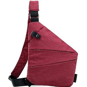 Persoonlijke Flex Bag, Mode Anti-dief Slanke Sling Canvas Tas, Multifunctionele Crossbody Rugzak Sash Bag Sling Chest Schoudertassen for Mannen en Vrouwen Veel opslagruimte (Color : Dark Red, Size :