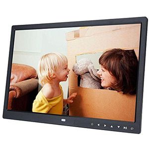1280 * 800 digitale fotolijst met 15 inch touchscreen, HD slanke digitale fotolijst audpeler, fotolijst multifunctionele wekker met standaard, beste huwelijksgeschenk(Zwart)