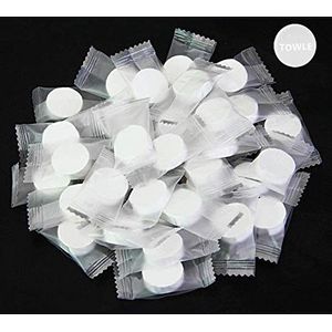 JUHONNZ Handdoekpillen, 100 Stuks, Gecomprimeerde Handdoek, Wegwerphanddoek, Draagbare Mini-Handdoek, Camping, Toiletpapier, Wegwerpwashandjes, Reishanddoeken, Schoonheidssalon, Sporten