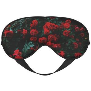 Rode en Zwarte Rose Print Comfortabele Slaap Oogmasker Mannen Vrouwen Lichtgewicht Reizen Nap Meditatie Yoga Werk