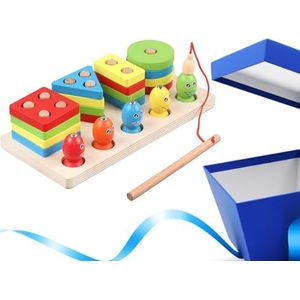 Speelgoed voor het sorteren en stapelen van hout - Kleurherkenning Stapelaar Vormsorteerder Puzzels | 2-in-1 speelgoed voor 1 2 3 jaar oude peuters jongens meisjes Bseid