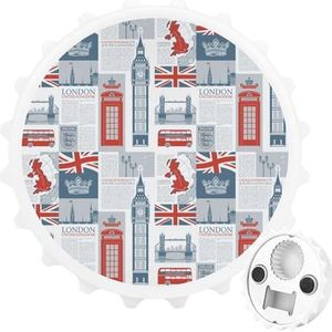 Thema van Britse en Londen Britse vlag magnetische flesopener gepersonaliseerde bieropener flesdop koelkastmagneten voor thuis keuken wit-stijl