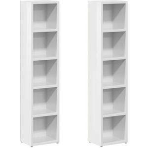 vidaXL Cd-kasten 2 st 21x16x93,5 spaanplaat hoogglans wit